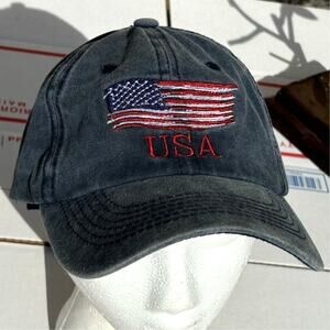 Gray & Red USA Men's Hat